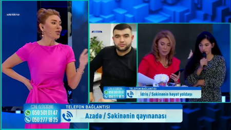 Canlı yayımda ərinin sevgilisini görən qadın özündən getdi - Azərbaycanda şok olay