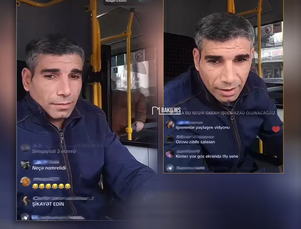 Azərbaycanda avtobus sürücüsü sükan arxasında “TikTok”da canlı yayım açdı: İzləyicilər etiraz etdilər - VİDEO