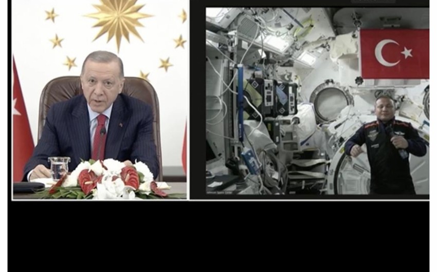 Ərdoğan canlı yayımda kosmosdakı ilk türkiyəli astronavtla danışdı