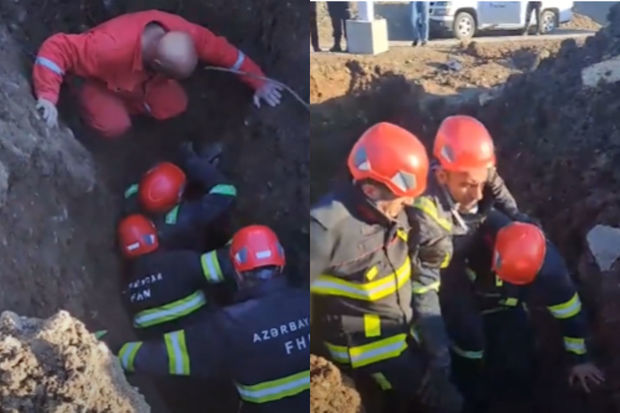 Füzulidə torpaq uçqunu altında qalan şəxs xilas edildi - VİDEO