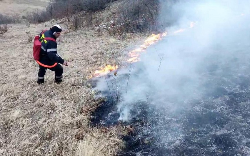 Qusarda dağlıq ərazidə yanğın olub - VİDEO
