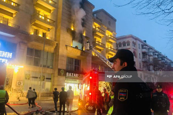 Bakıda oteldə yanğın - FHN əraziyə cəlb olundu - FOTO