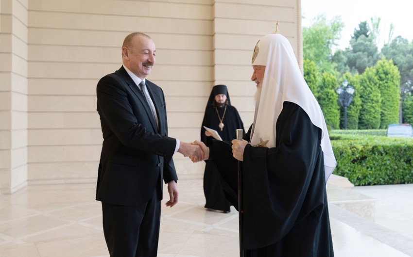 Prezident İlham Əliyev Moskvanın və Bütün Rusiyanın Patriarxı Kirill ilə görüşüb - FOTOLAR