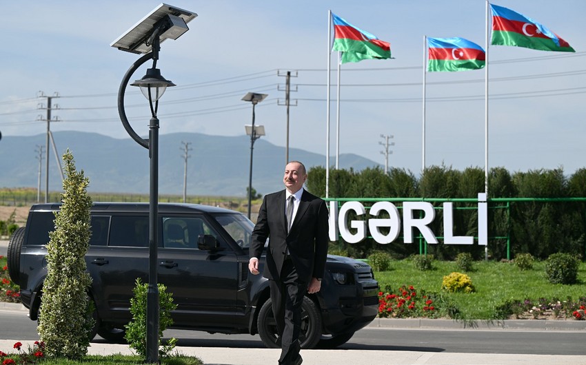 Prezident Ağdamın Kəngərli kəndinin birinci mərhələsinin açılışında - FOTOLAR