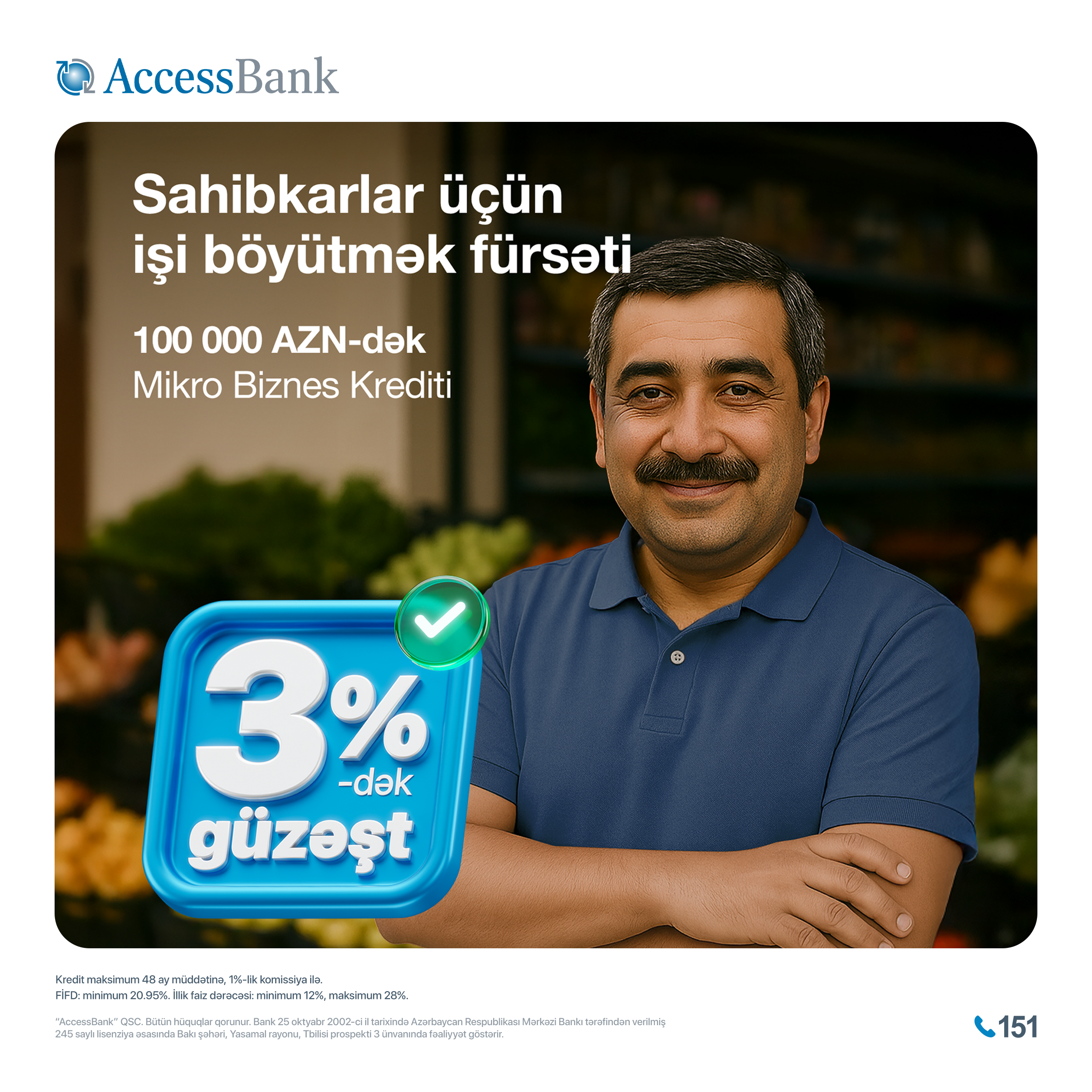 AccessBank-dan mikro və aqro sahibkarlara yay fürsəti – kredit faizlərinə 3%-dək ENDİRİM!
