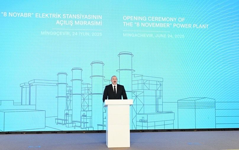 İlham Əliyev Mingəçevirdə “8 Noyabr” Elektrik Stansiyasının açılışında iştirak edib - FOTOLAR