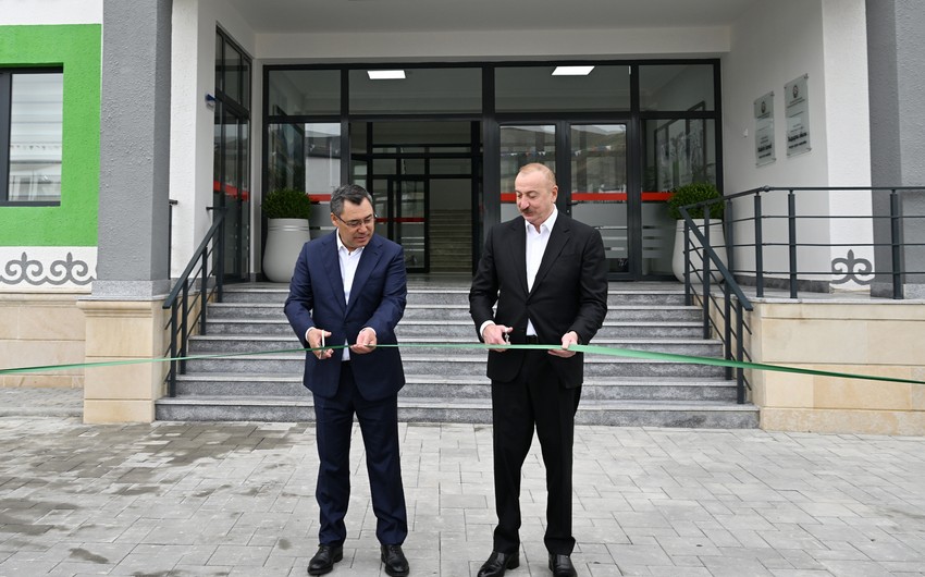 Azərbaycan və Qırğızıstan liderləri Ayköl Manas adına Xıdırlı kənd tam orta məktəbinin açılışını edib