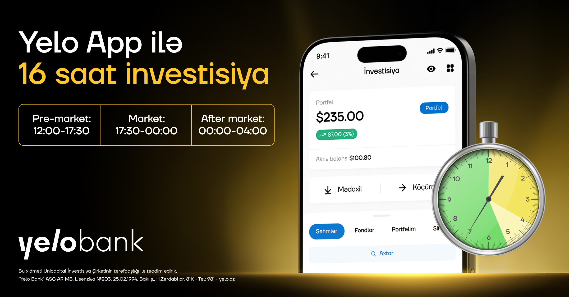 Yelo Invest-də limit sifarişi funksiyası aktiv oldu