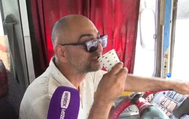 Avtobus sürücüsü sükan arxasında pivə içib? - VİDEO