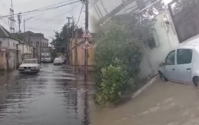 Qısamüddətli yağış yağış, yolları su basdı - VİDEO