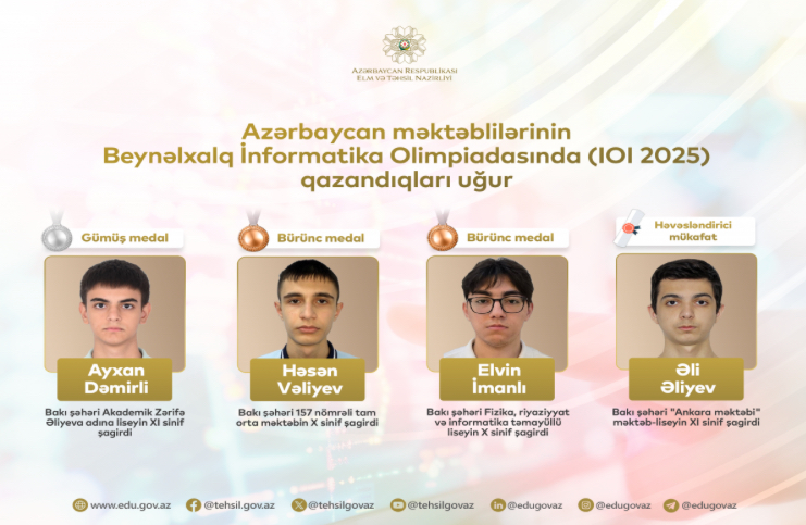 Məktəblilərimiz üç medal qazandılar