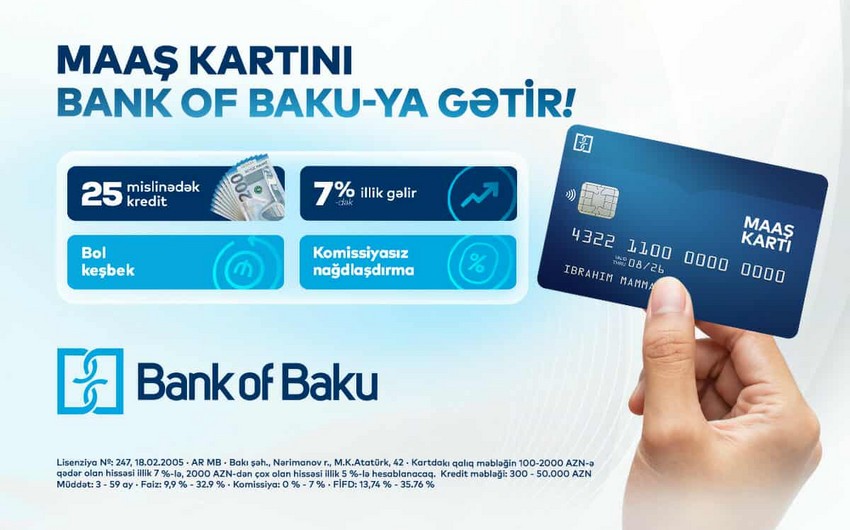 Maaş kartını "Bank of Baku"ya gətir, üstünlüklər əldə et!