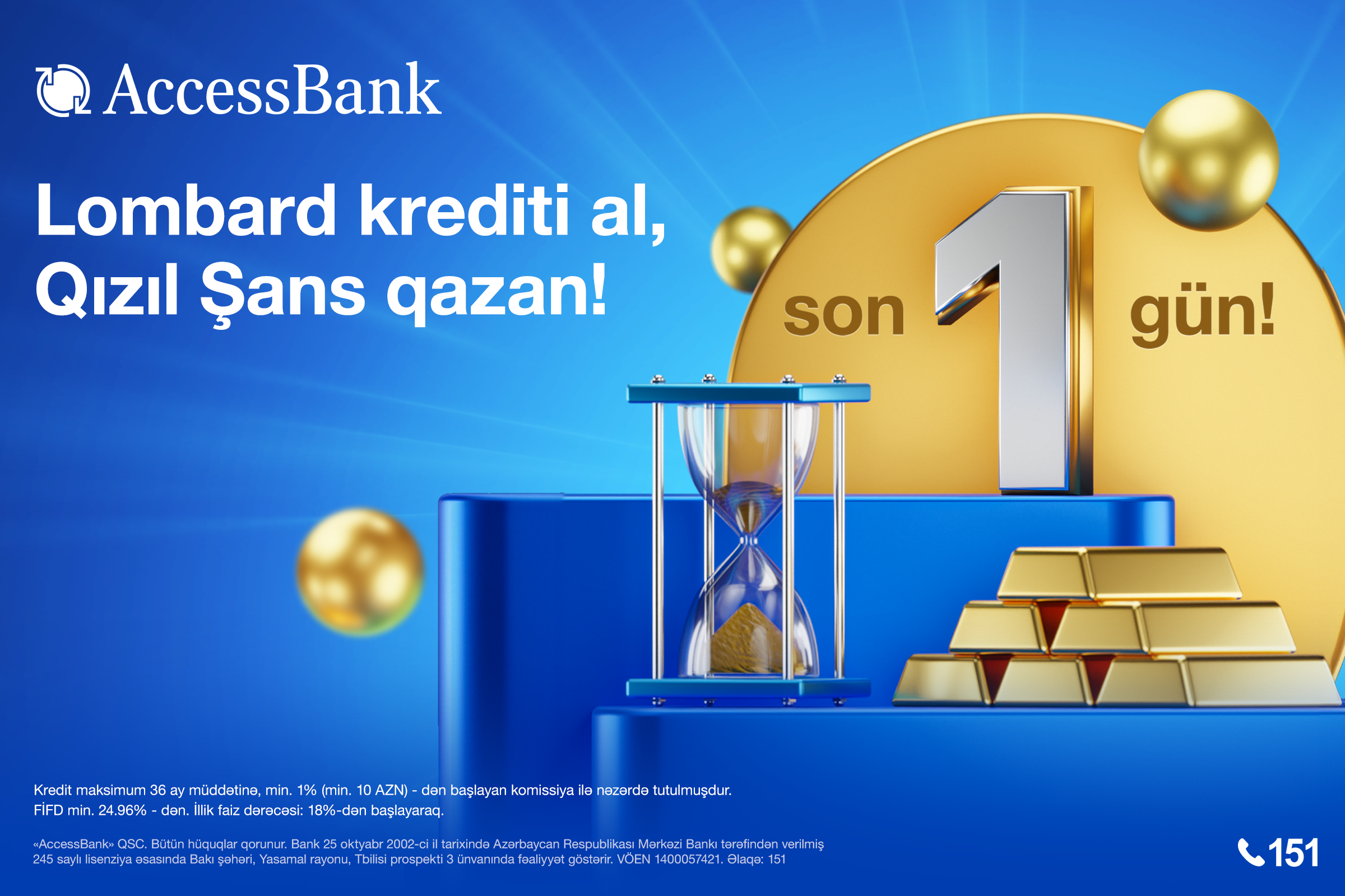 AccessBank “Qızıl Şans” lotereyasının ilk tirajına 1 gün qaldı