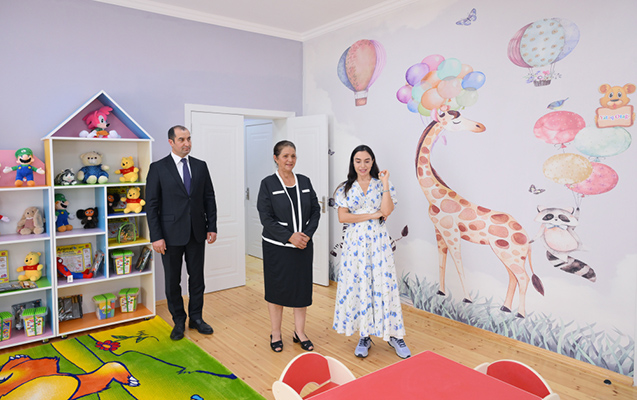 Leyla Əliyeva Şamaxıda körpələr evi-uşaq bağçalarının açılışında - Fotolar