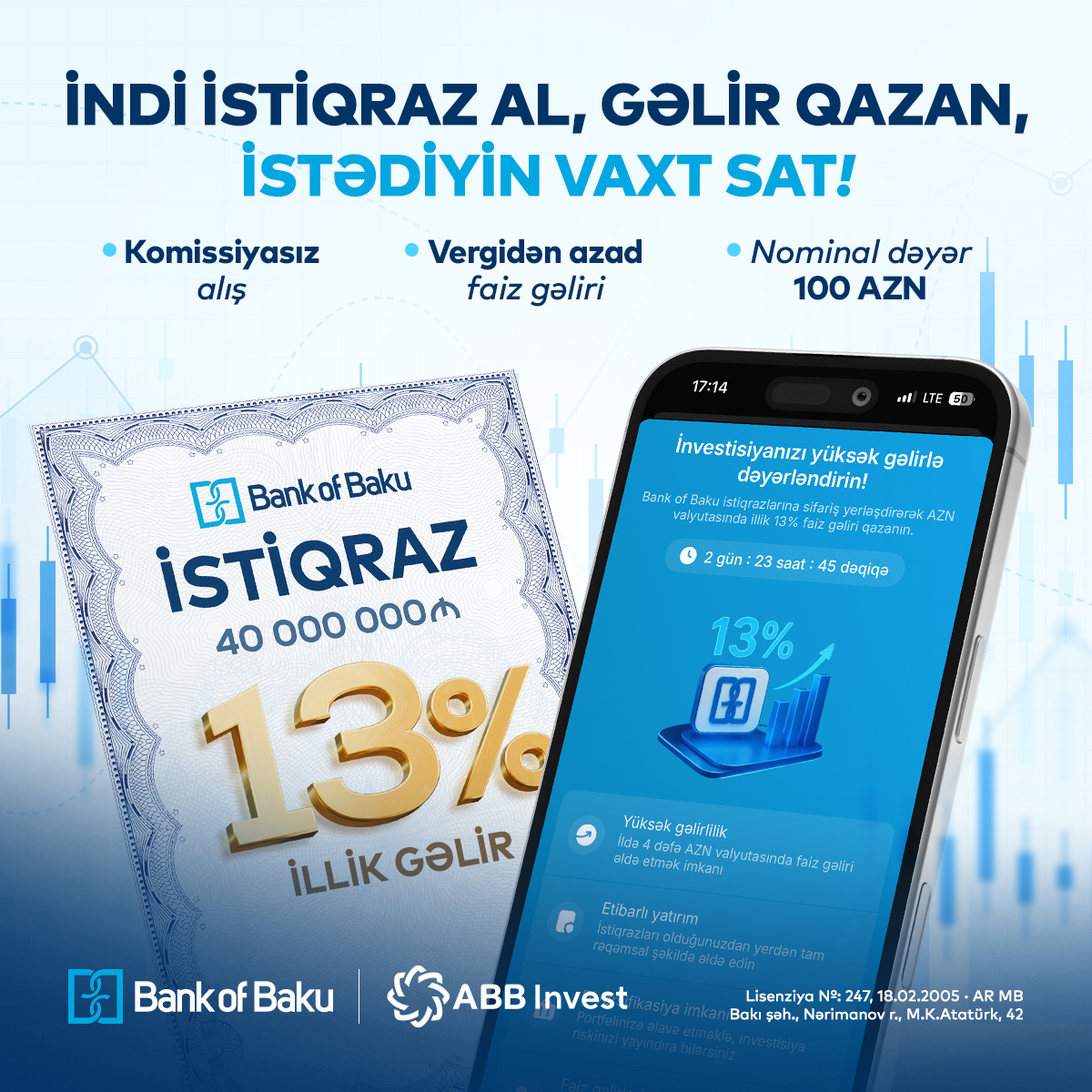 Bank of Baku istiqrazlarını alın - illik 13% GƏLİR QAZANIN