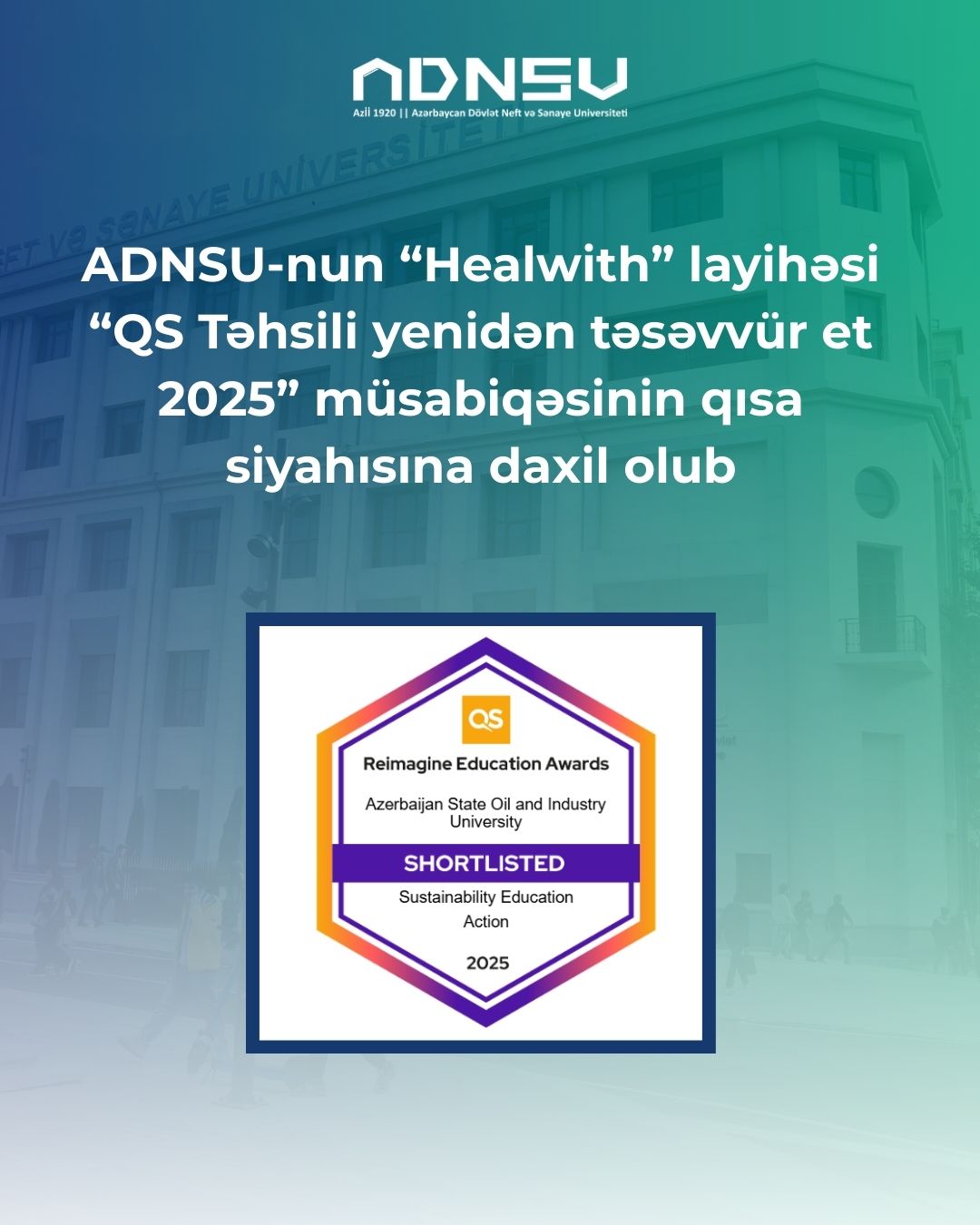 “Healwith” layihəsi “QS Təhsili yenidən təsəvvür et 2025” müsabiqəsinin qısa siyahısında