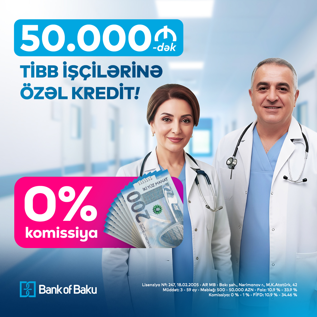 Bank of Baku-dan SƏHİYYƏ, TİBB işçiləri üçün 50.000 AZN-dək KOMİSSİYASIZ kredit