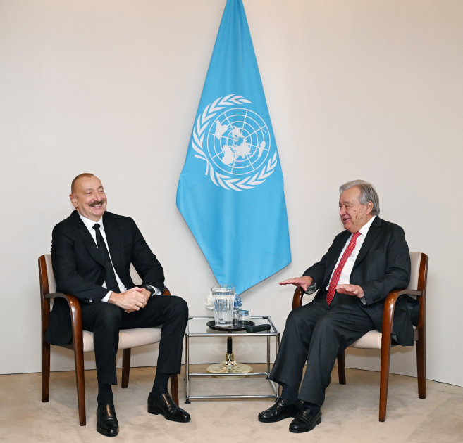 İlham Əliyev BMT-nin baş katibi Antonio Quterreş ilə görüşüb