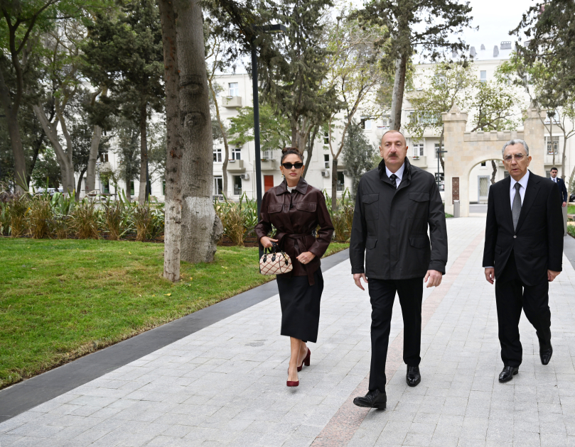 Prezident və xanımı Nərimanov rayonunda salınan yeni parkın açılışında iştirak ediblər - FOTOLAR