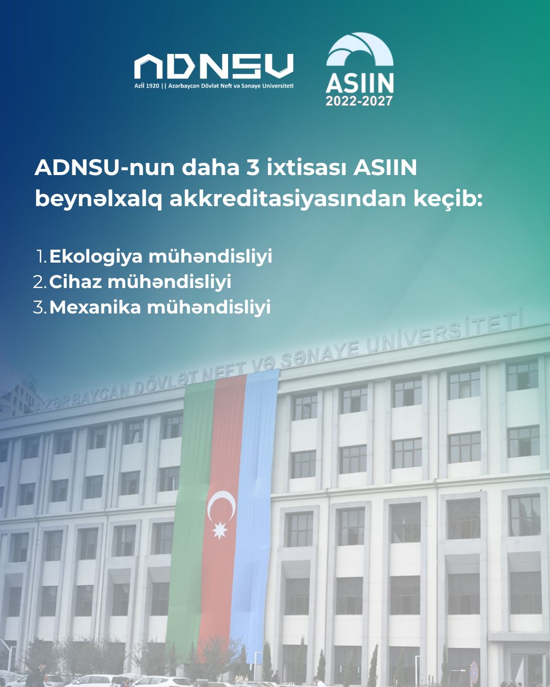 ADNSU-nun daha 3 ixtisası ASIIN beynəlxalq akkreditasiyasından keçib