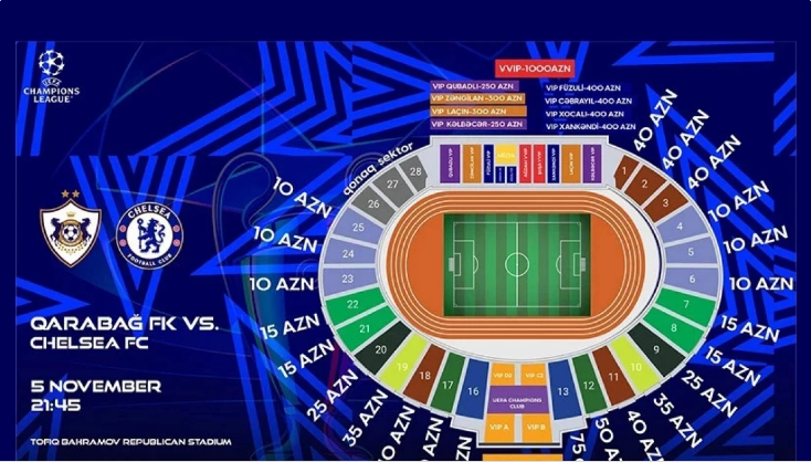 "Qarabağ" - "Çelsi" oyununun biletləri sabah satışa çıxarılır