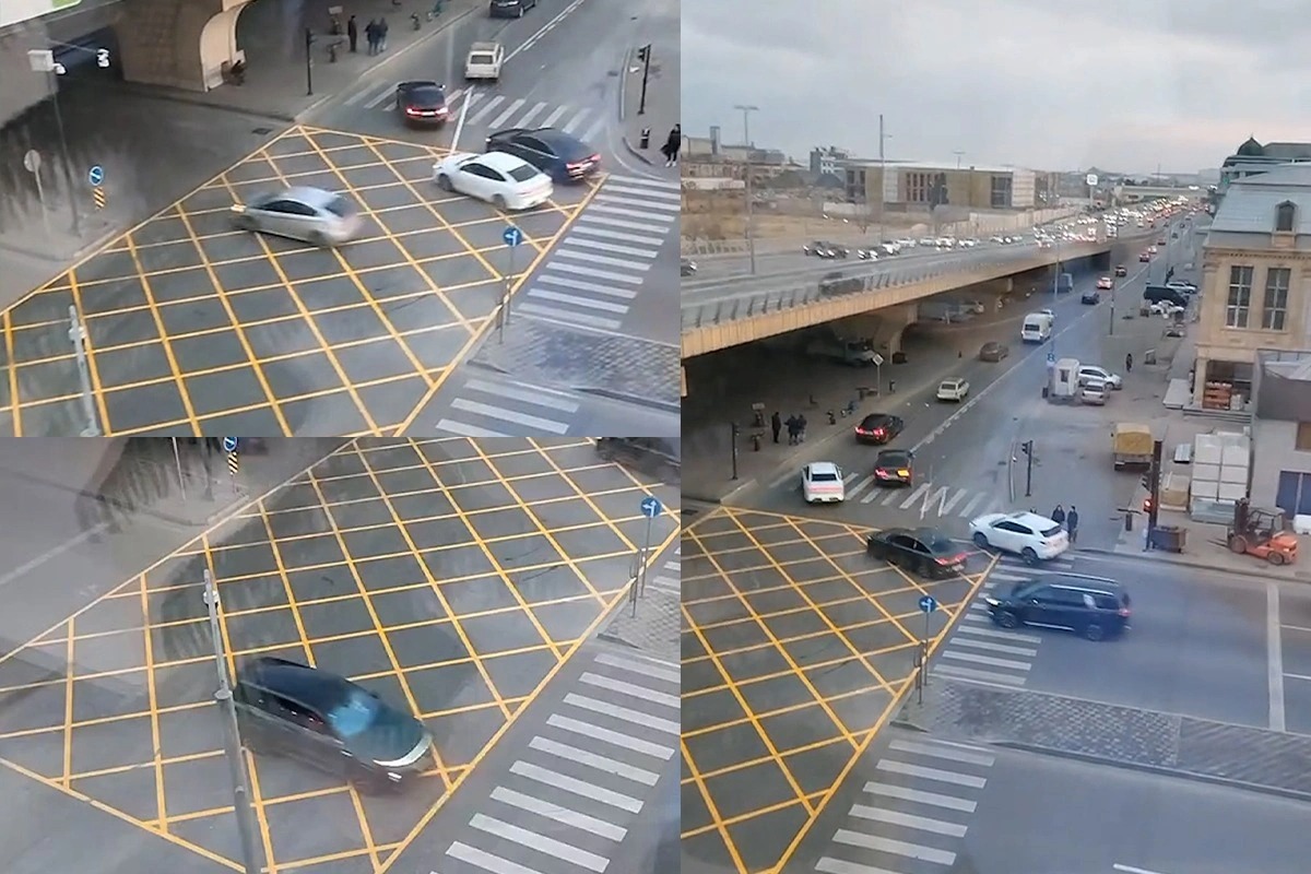 Bakıda avtomobillərin intensiv hərəkət etdiyi yola "sarı tor" çəkildi