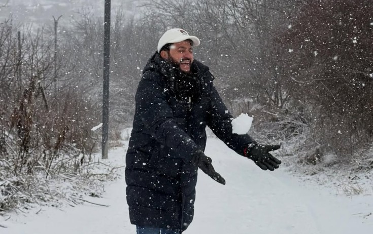 Yusif Eyvazovun Şuşada qar sevinci - Fotolar