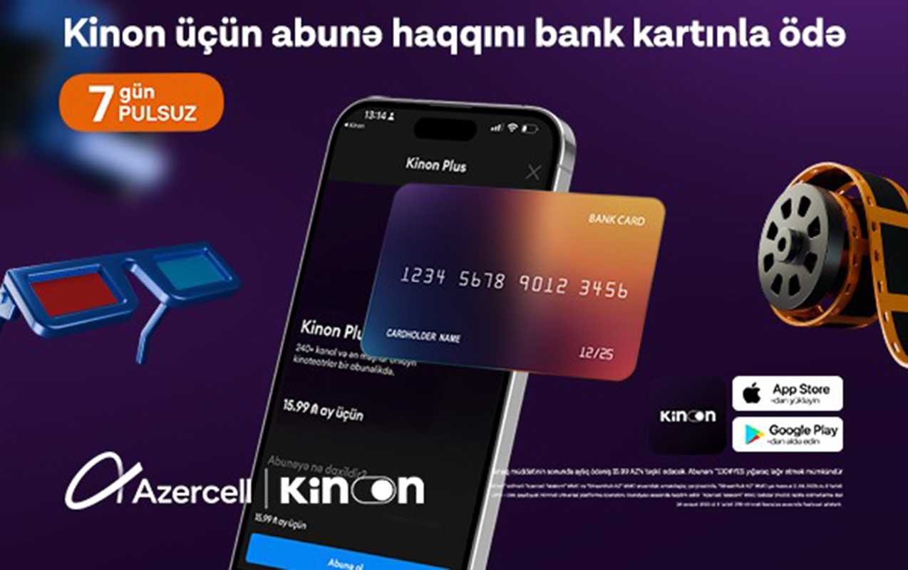 “Kinon” abunəliyini bank kartı ilə ödəmək mümkündür