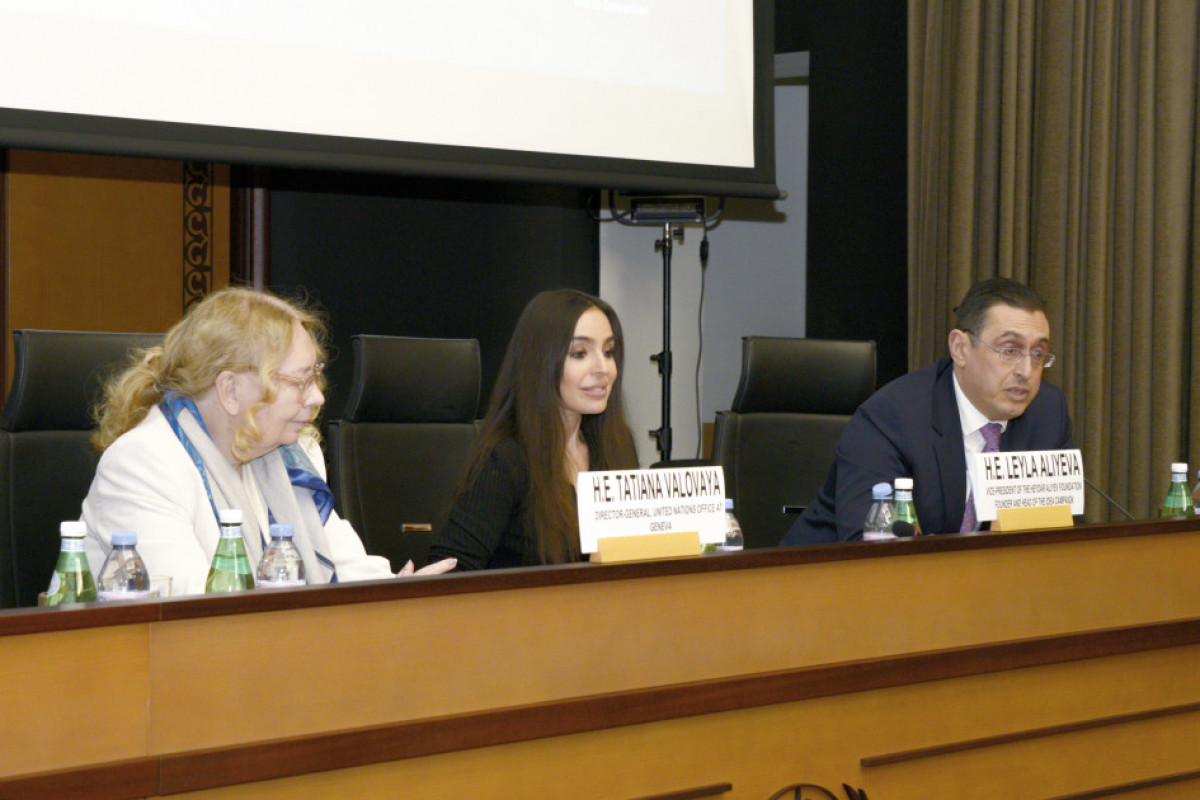 Leyla Əliyevanın iştirakı ilə Cenevrədə Xəzər dənizinin ekoloji problemləri müzakirə olunub - FOTOLAR