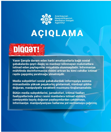 MEDİA Yaxın Şərqdəki hərbi əməliyyatlarla bağlı çağırış edib