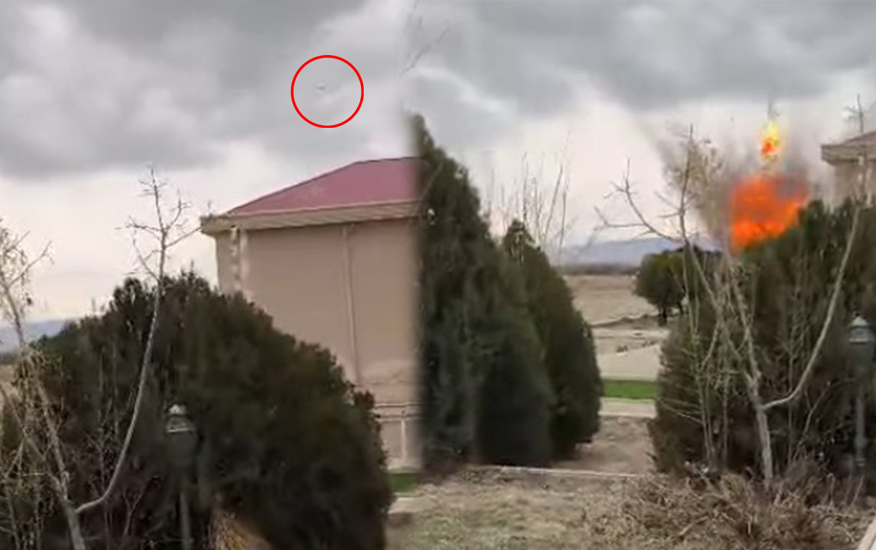 Dron məktəbin yaxınlığına belə düşüb - Həmin anın videosu