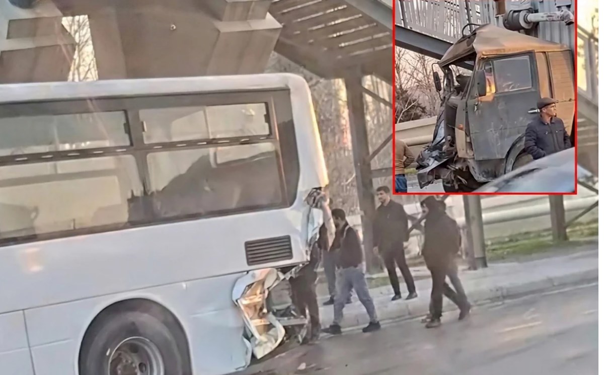 “KamAZ” 114 nömrəli avtobusa çırpıldı — Ağır qəza