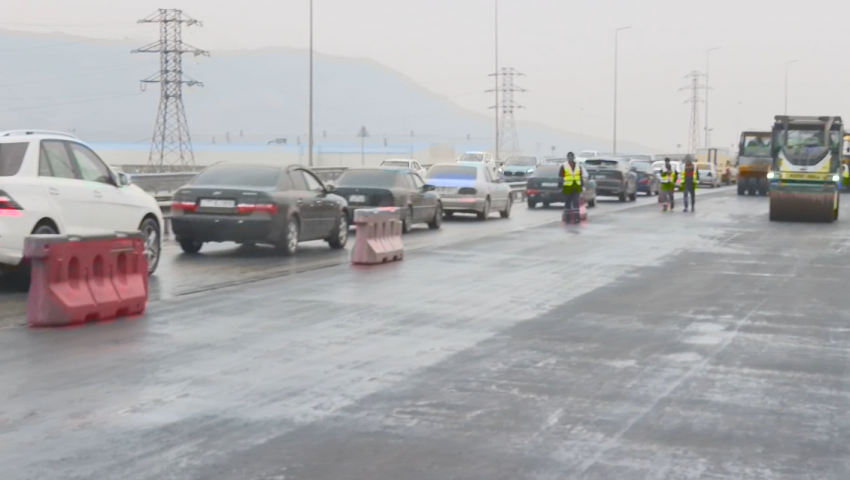 Bakının bəzi yolları təmir edilir - VİDEO