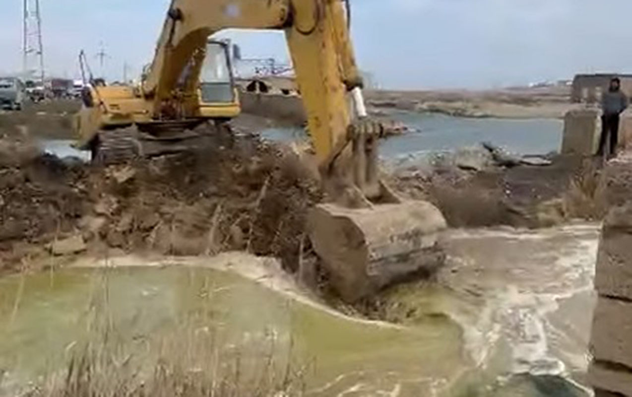 Leysana görə Puta gölünə beton boru qoyuldu - FOTO