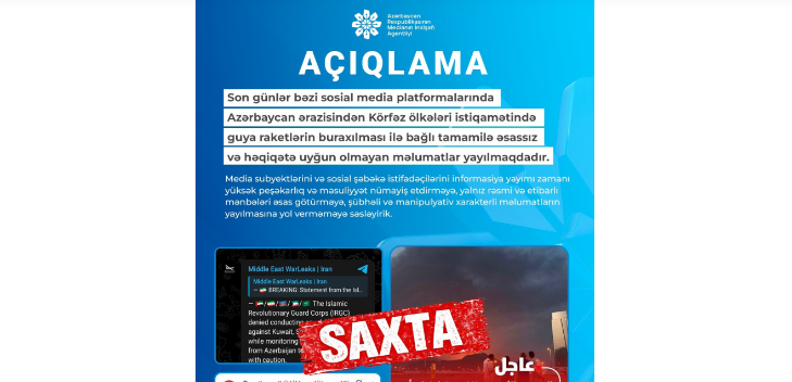 MEDİA: Azərbaycandan Körfəz ölkələri istiqamətində raketlərin buraxılması ilə bağlı xəbərlər əsassızdır