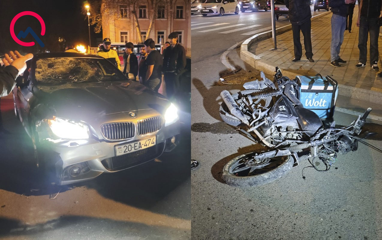 “BMW” ilə motosiklet toqquşdu