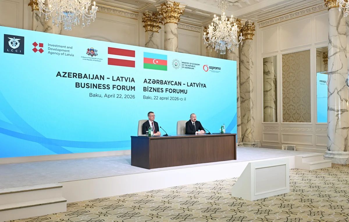 İlham Əliyev və Edqars Rinkeviçsin iştirakı ilə Azərbaycan-Latviya biznes-forumu keçirilib