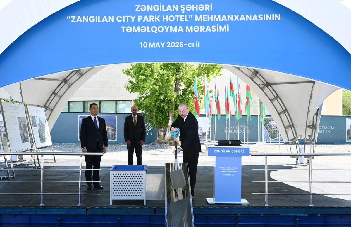 İlham Əliyev "Zangilan City Park Hotel"in təməlini qoydu - FOTOLAR