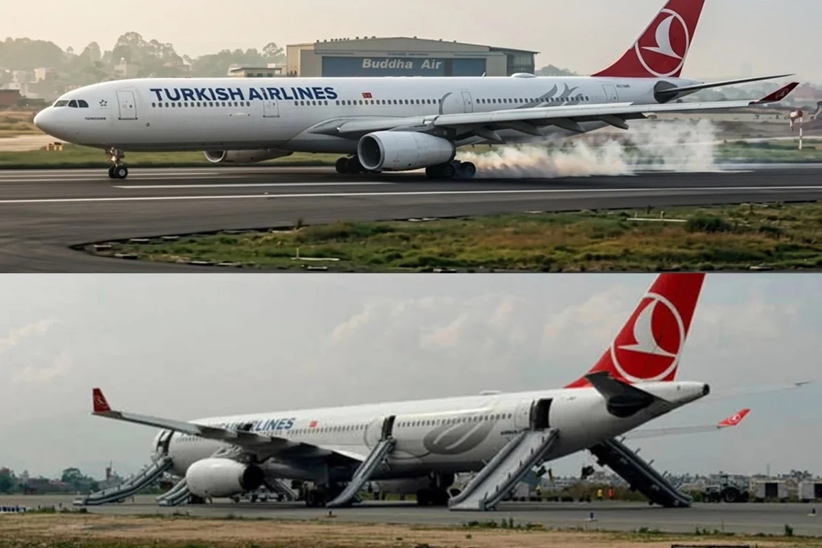 Türkiyə təyyarəsi Nepalda alovlandı, beynəlxalq uçuşlar təxirə salındı
