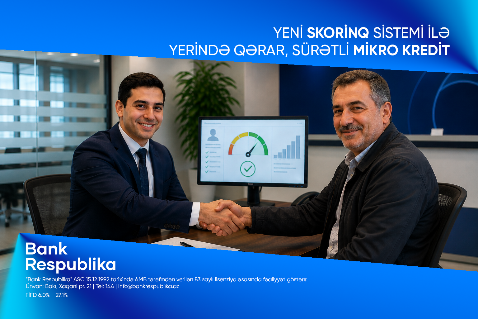 Bank Respublika mikro kreditlər üzrə yeni skorinq sistemini istifadəyə verdi
