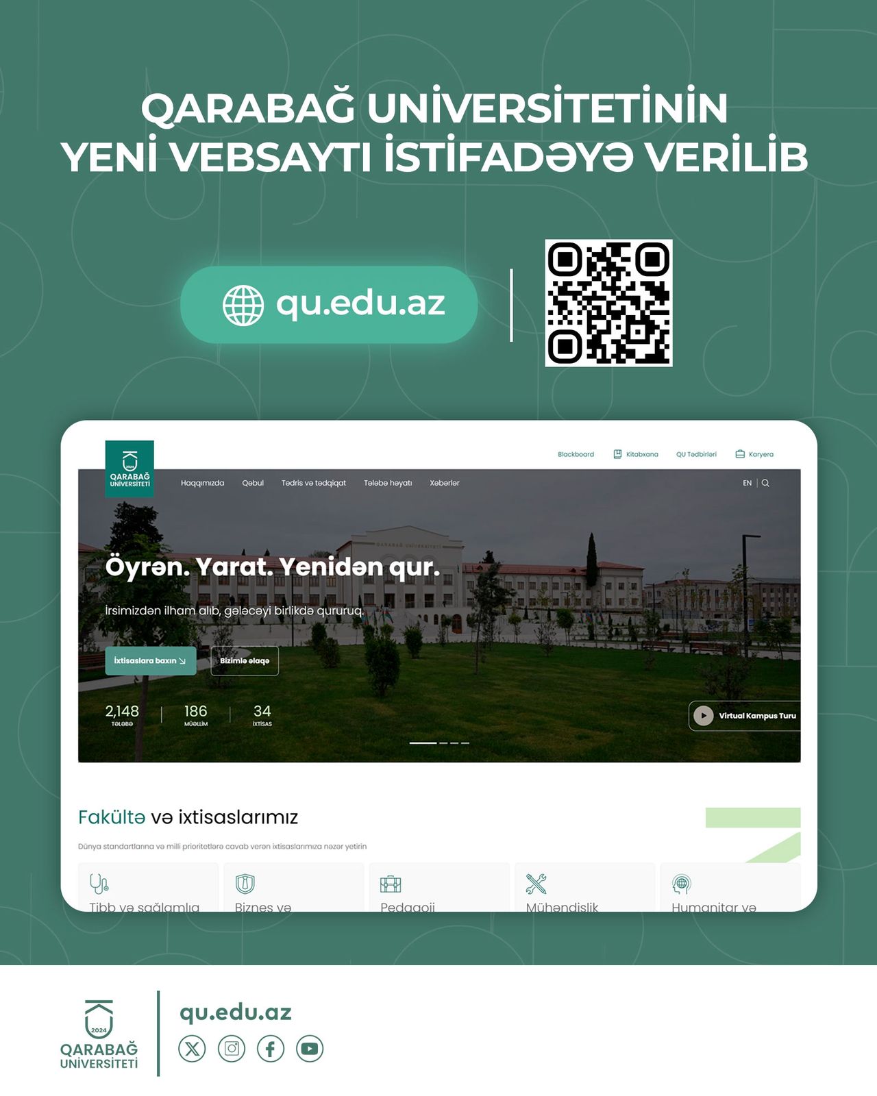 Qarabağ Universitetinin yeni rəsmi veb-saytı istifadəyə verildi