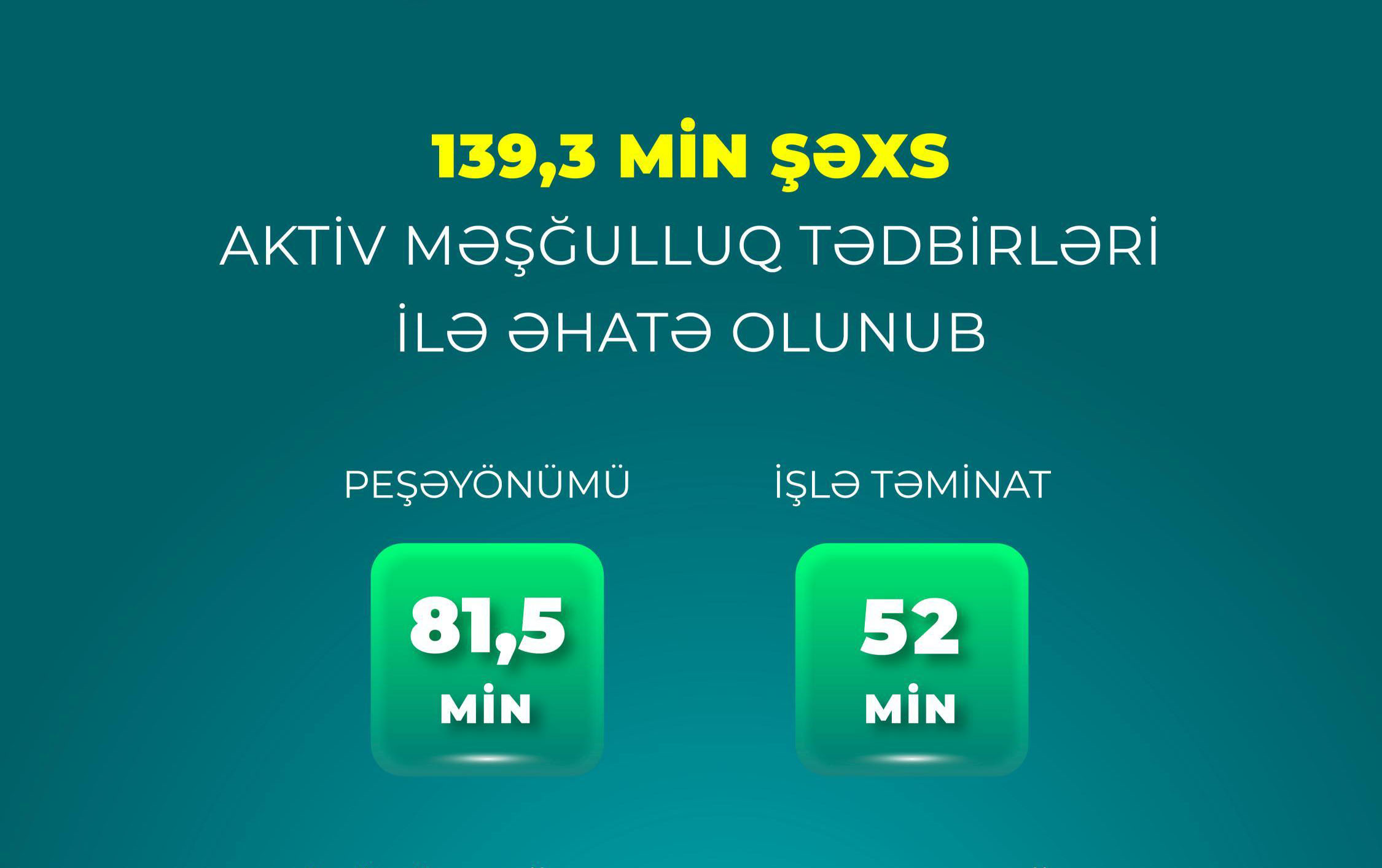 4 ayda 52 min şəxs işlə təmin olunub