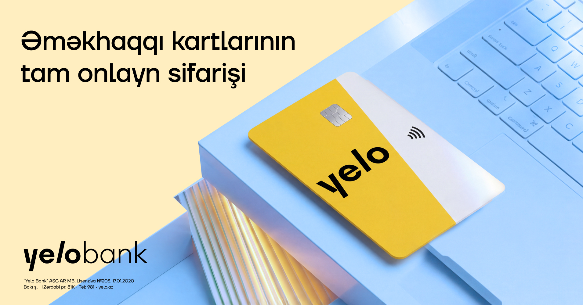Yelo Bank əməkhaqqı kartlarının sifarişi prosesini tam rəqəmsallaşdırdı