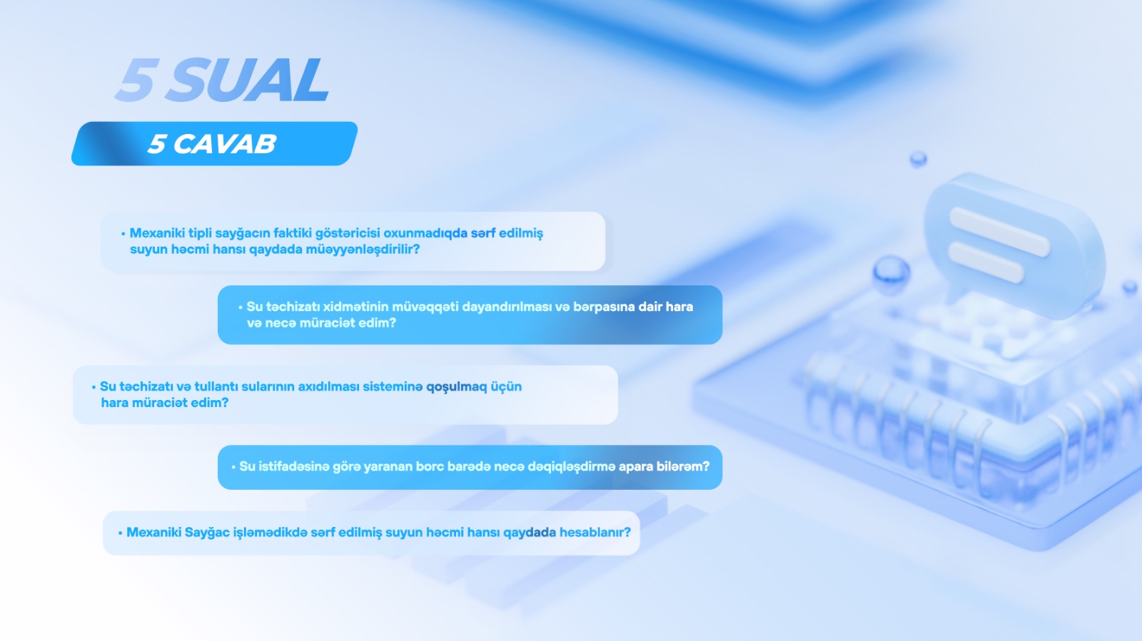 Su təchizatı ilə bağlı ən çox verilən 5 sual və cavab