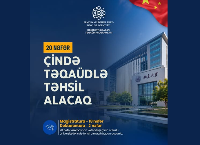 20 azərbaycanlı Çinin nüfuzlu universitetlərində təqaüdlə təhsil alacaq