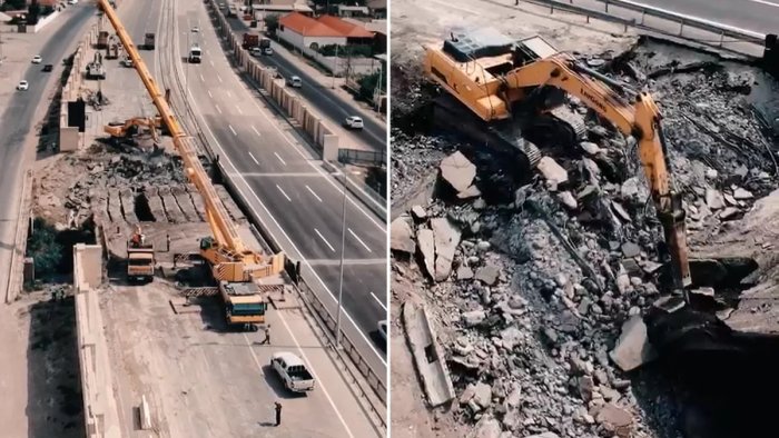 Bakı–Qazax yolundakı avtomobil körpüsünün söküntüsünə başlanıldı