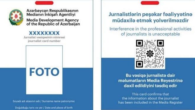 Jurnalist vəsiqəsinin verilməsinə və dəyişdirilməsinə görə ödəniş ləğv edildi