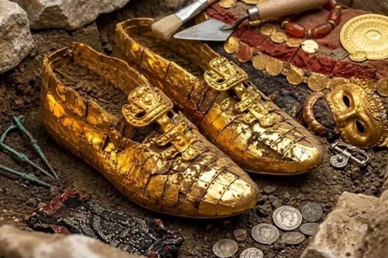 Xəzər dənizi sahilində 1500 illik qızıl ayaqqabı tapıldı