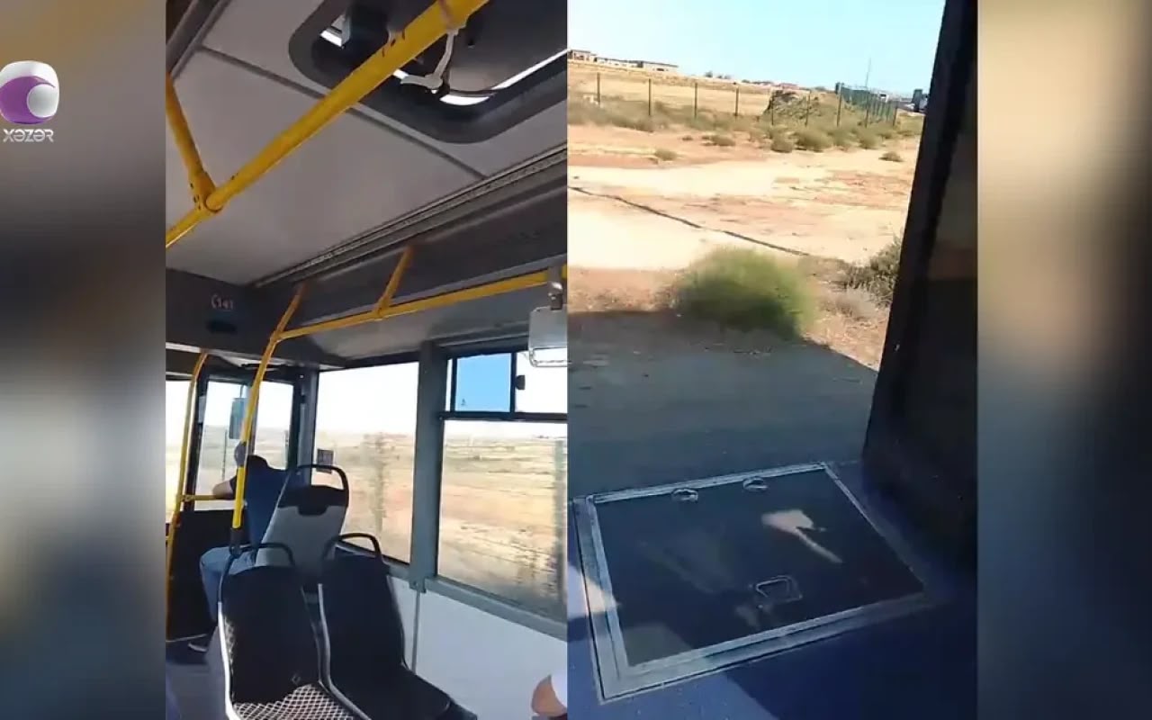 Sərnişin avtobusu qapısı açıq idarə olunub - VİDEO