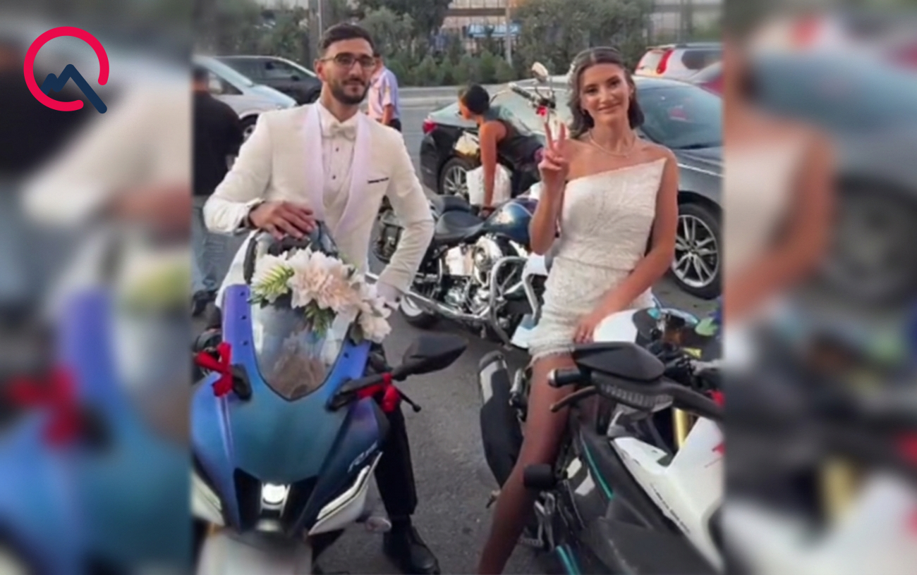 Öz toylarına motosikletlə gəldilər
